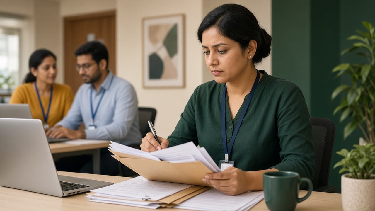 Role Based Access in India — HR staff managing employee records in an office. Cloud ERP by ZemERP.